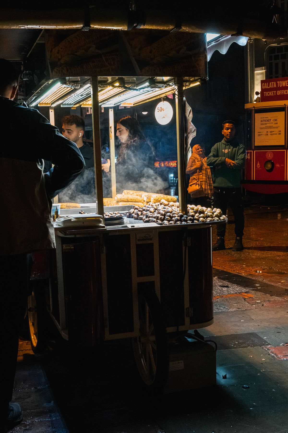 Chestnut cart at night, Istanbul