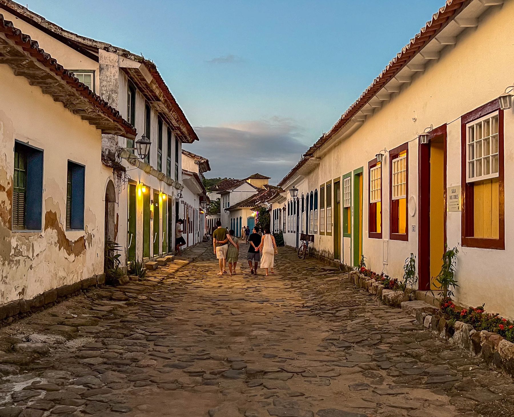 Cobbled street in Paraty in late afternoon